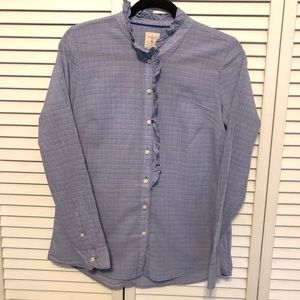 GAP Blue Fitted Boyfriend Button-Down Shirt